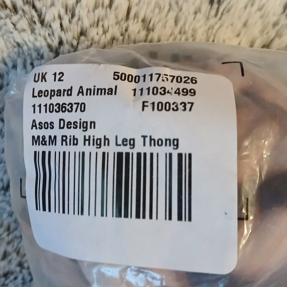 Asos Design Women's  Leopard M&M High Leg Thong Size  US 8 - Picture 5 of 6